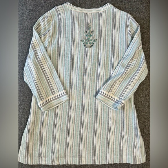 Soft Surroundings Embelia Cotton Tunic Top green Multi Stripe Size Extra Large - Picture 10 of 14